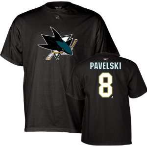  Joe Pavelski Black Reebok Name and Number San Jose Sharks T Shirt 