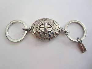 NEW Coach Signature C Turnlock Valet Silver Key Chain Fob  