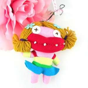 Cute Plush Girl Red Lips Cell Phone Charm Strap