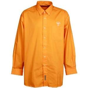   Orange Solid Twill Long Sleeve Dress Shirt