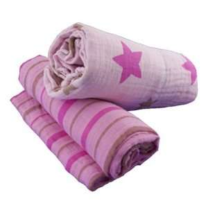  Organic Cotton Muslin Swaddling Blankets (Stars & Stripes 