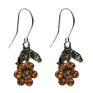  Sterling Silver Multi color Amber Earrings: Jewelry