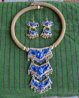 Necklace Earring Set Thai Wedding or Dance Theater Blue  