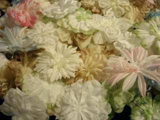Vintage Millinery Flower Pastel 12pc Lot 3 w/FlatBacks  