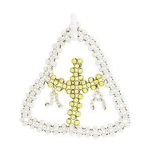  Pearl And Gold Chrismon Cross In A Triangle Ornament