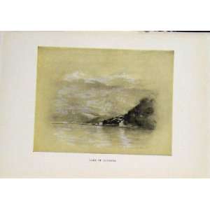  Lake Lucerene Fine Art Antique Print Sepia Style C1919 