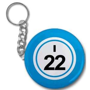   I22 Twenty two Blue 2.25 Inch Button Style Key Chain: Everything Else