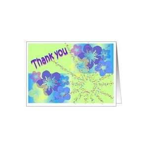  Thank You hawaiian tropical flowers confetti star green 