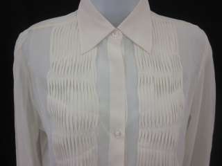 MAX STUDIO Ivory Sheer Silk Buttoned Pleated Blouse S  