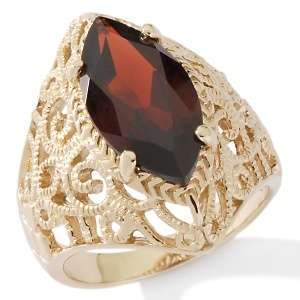 HSN Marquise Garnet Technibond Filigree 925 Ring SZ 6.5  