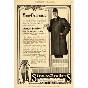  1909 Ad Strauss Brothers Master Tailors Overcoat Man 