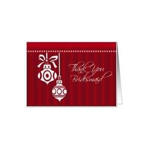 Bridesmaid Thank You Christmas Wedding Card   Red White Decorations 