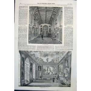   Windsor Castle Apartments Guard Chamber Old Print 1851