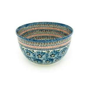    Polish Pottery Blue Art Large Mixing Bowl: Kitchen & Dining