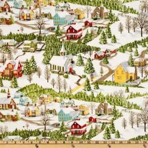   Wonderland Village White Fabric By The Yard: Arts, Crafts & Sewing
