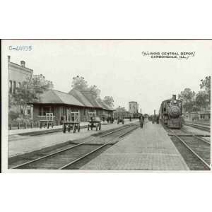   Reprint Illinois Central Depot, Carbondale, Ill. 1915 : Home & Kitchen