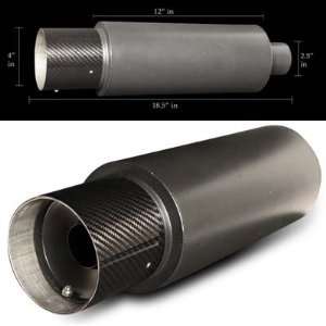   Universal Black 2.5 Inlet / 4 Flat Carbon Stip Muffler: Automotive