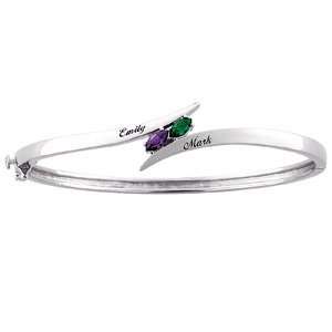  The Caress Couples Name & Marquise Birthstone Bangle 