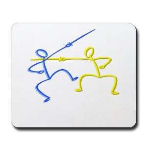Stick figure fencing Sports Mousepad by   Sports 