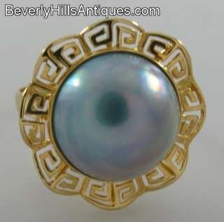 Beautiful Mabe Pearl 14k Gold Designer Ring  