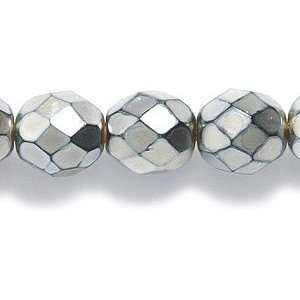   8mm Polished Glass Bead, Faceted Round, Carmon Gold Coating, 75 Pack