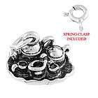 STERLING SILVER TEA POT / CUP SET CHARM W/ SPRING RING CLASP