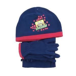  Spongebob Polar Fleece 3pc Set Hat Gloves and Scarf Set 
