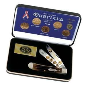  CASE XX 2001 24k Gold Plated State Quarters & Trapper Gift 