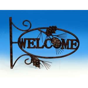  Pine Cone Welcome Sign Metal Wall Art Home Decor Lodge 
