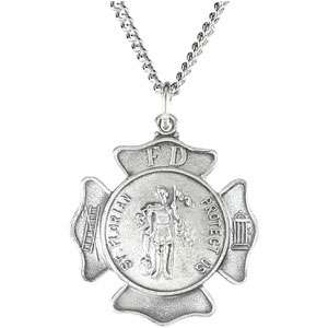 New Sterling Silver St. Florian Pendant with 18 Chain  