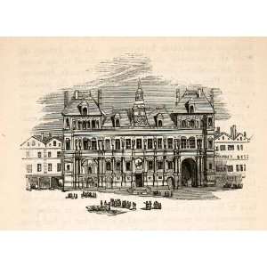 : 1855 Wood Engraving Hotel de Ville Architecture Paris Mayor France 