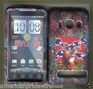 HTC Evo 4G Sprint Hard rubberized Cover Case Camo rebel flag  