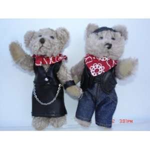  Plush Motorcycle Biker Teddy Bear 4.5 Inches Tall, Jointed 