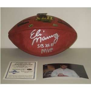  Autographed Eli Manning Ball   Authentic Sb Xlii: Sports 