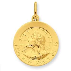    24k Gold Plated Sterling Jesus Have Mercy On Us Medal Jewelry