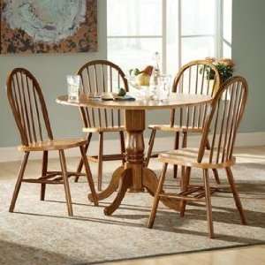   Oak Finish Dual Drop Leaf Table and Chairs Dining Set: Home & Kitchen