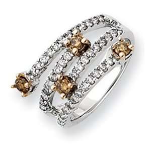  14k White Gold White & Champagne Diamond Ring: Jewelry