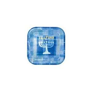  Hanukkah Menorah Blue 7 Disposable Paper Plates Health 