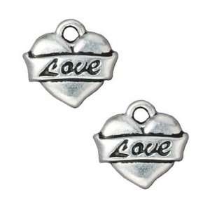  Fine Silver Plated Pewter Love Heart Tattoo Charm 15mm (1 