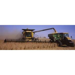  Combine Harvesting Soybeans in a Field, Minnesota, USA by 