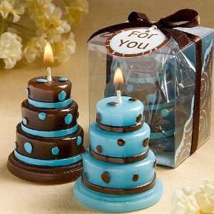   Luscious blue and brown wedding cake candle favors (Set of 72): Baby