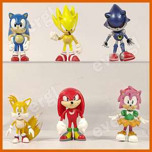 Set of 6 SEGA Sonic the Hedgehog Figures Free Ship  