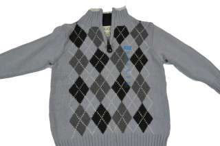 THE CHILDRENS PLACE BOYS PULLOVER SWEATER 2T 3T 1/4 ZIP GRAY BLACK 