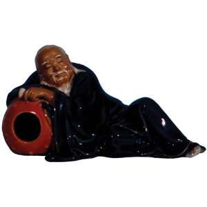  Chinese ceramic mudman figure   reclining poet
