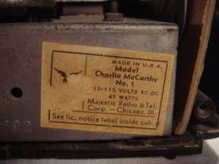 Vintage Majestic / Charlie McCarthy Tube Radio circa 1932  
