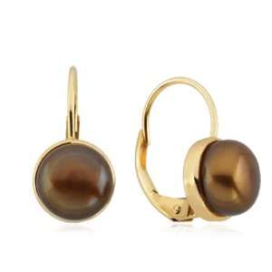  Chocolate Freshwater Pearl Lever Back Earrings Jewelry