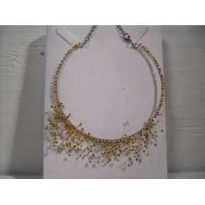  Gold Beaded Choker Colar Necklace 