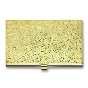  Gold Leaves Stainless Steel Business Card Holder Case 