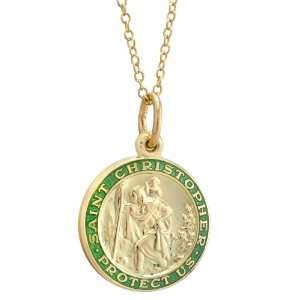   Betteridge 14k Gold St. Christopher Pendant with Green Enamel Jewelry