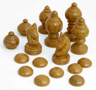 TRADITIONAL THAI CHESS SET (MAKRUK) IN BEAUTIFUL CARVED STONE W 